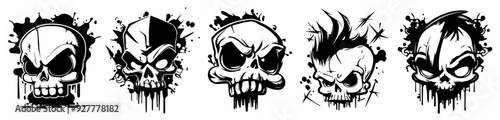 human skulls black vector silhouette shape laser cutting