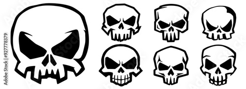 human skulls black vector silhouette shape laser cutting