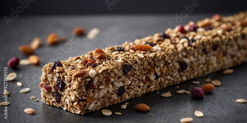 A tray of crispy buckwheat granola bars made with rolled oats dried fruit and chopped nuts providing a delicious and energypacked snack for onthego. photo