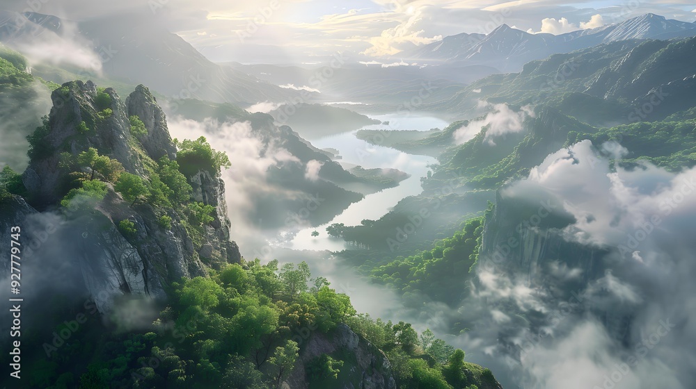 The mysterious ridge is surrounded by dense clouds The mysterious ridge is surrounded by dense clouds