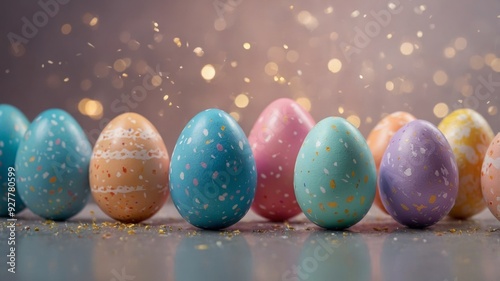 Pastel Easter Eggs in Dynamic Splash Celebration.