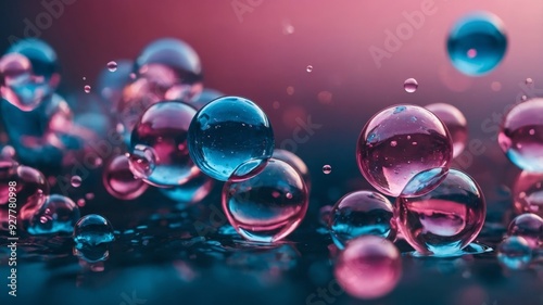 Wallpaper Mural Abstract Liquid Bubbles in Blue and Pink Light. Torontodigital.ca