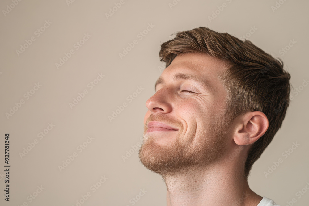 A close up of a man's face with his eyes closed A close up of a man's face with his eyes closed
