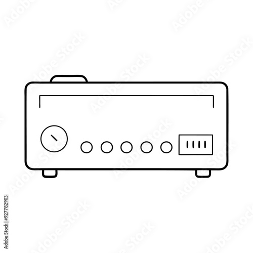 Black silhouette broadcast listening music speaker amplifier icon and vector illustration