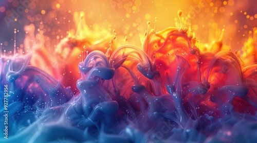 Abstract Colorful Ink Swirls