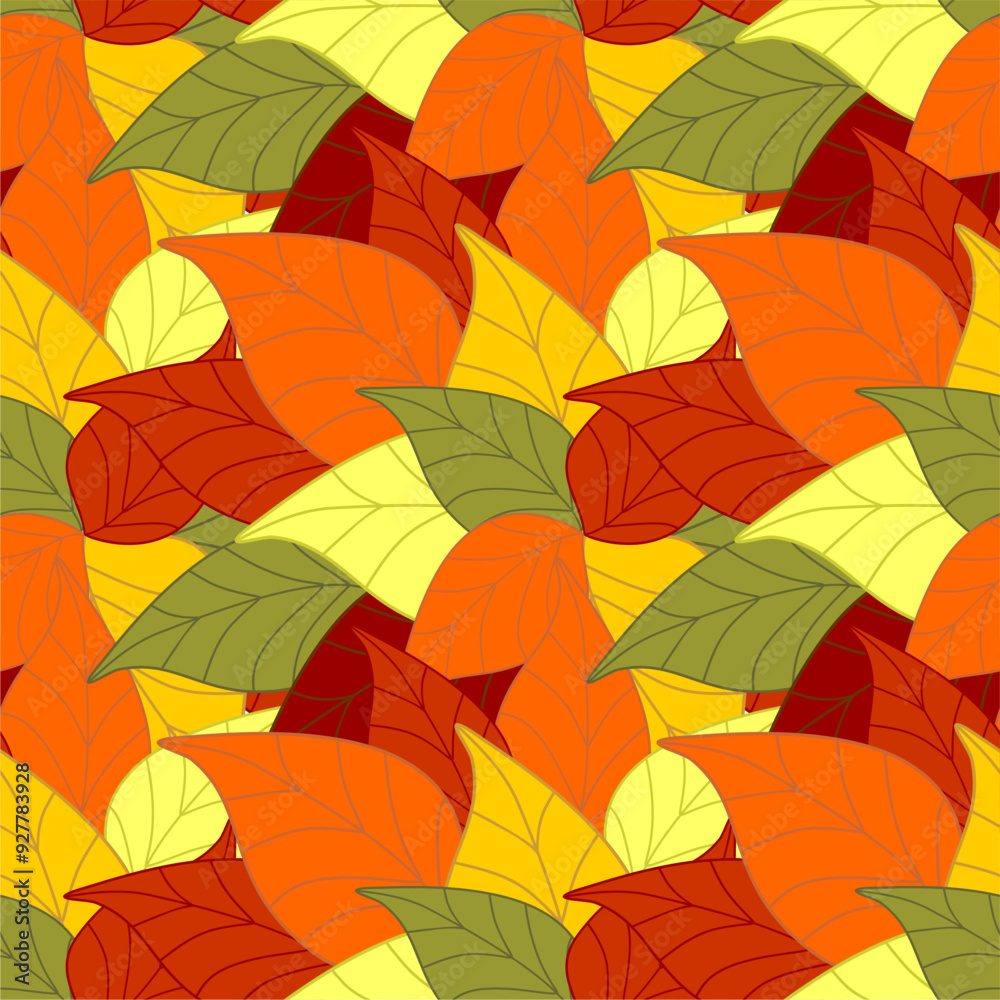 Obraz premium Seamless print pattern wallpaper background with leaves vector illustration botanic nature texture for paper, textile etc