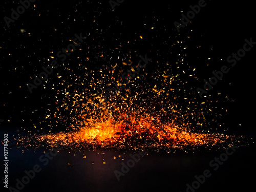 Fire spark image with black background