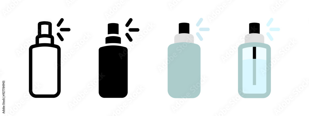 Spray bottle icon. Aerosol spray can vector illustration. Men's perfume, deodorant or lotion symbol. Graffiti paint sign. Transparent glass cylinder spray bottle pictogram.