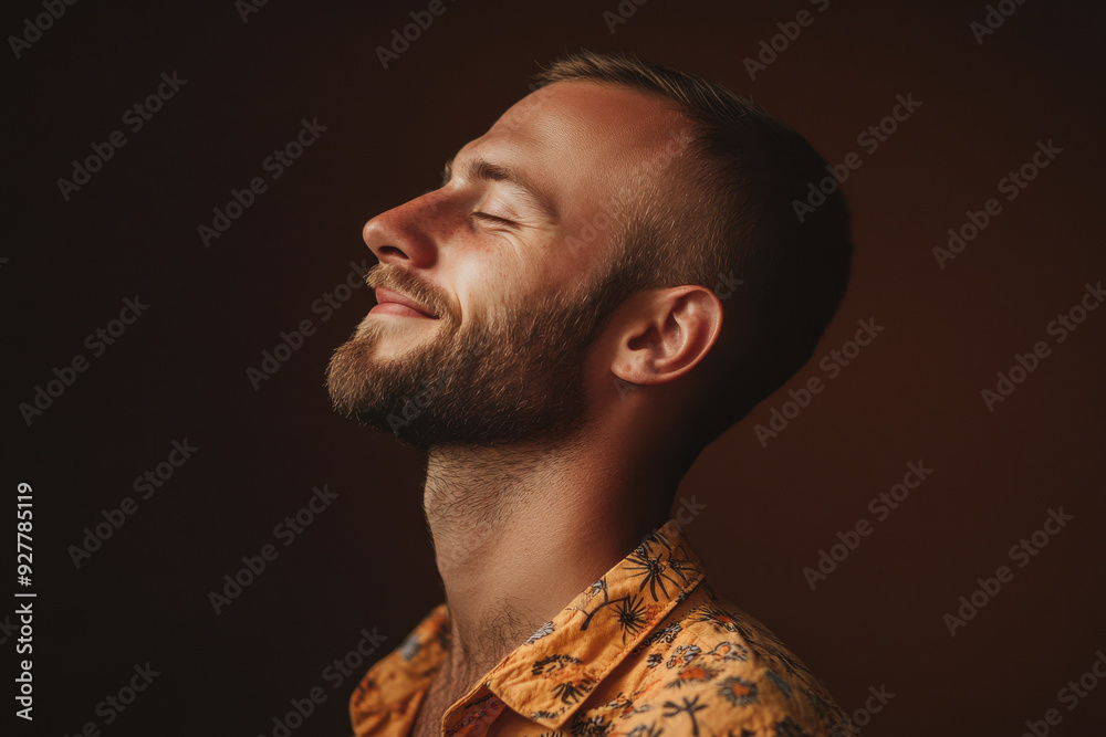 A close up of a man's face with his eyes closed A close up of a man's face with his eyes closed