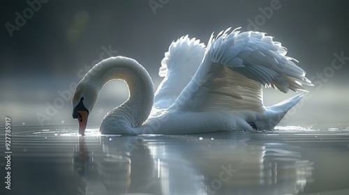 Elegant Swan on Tranquil Lake