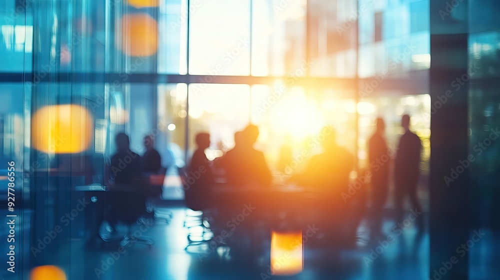 Blurred Silhouettes of Business People in a Modern Office Setting. AI generated image Blurred Silhouettes of Business People in a Modern Office Setting. AI generated image