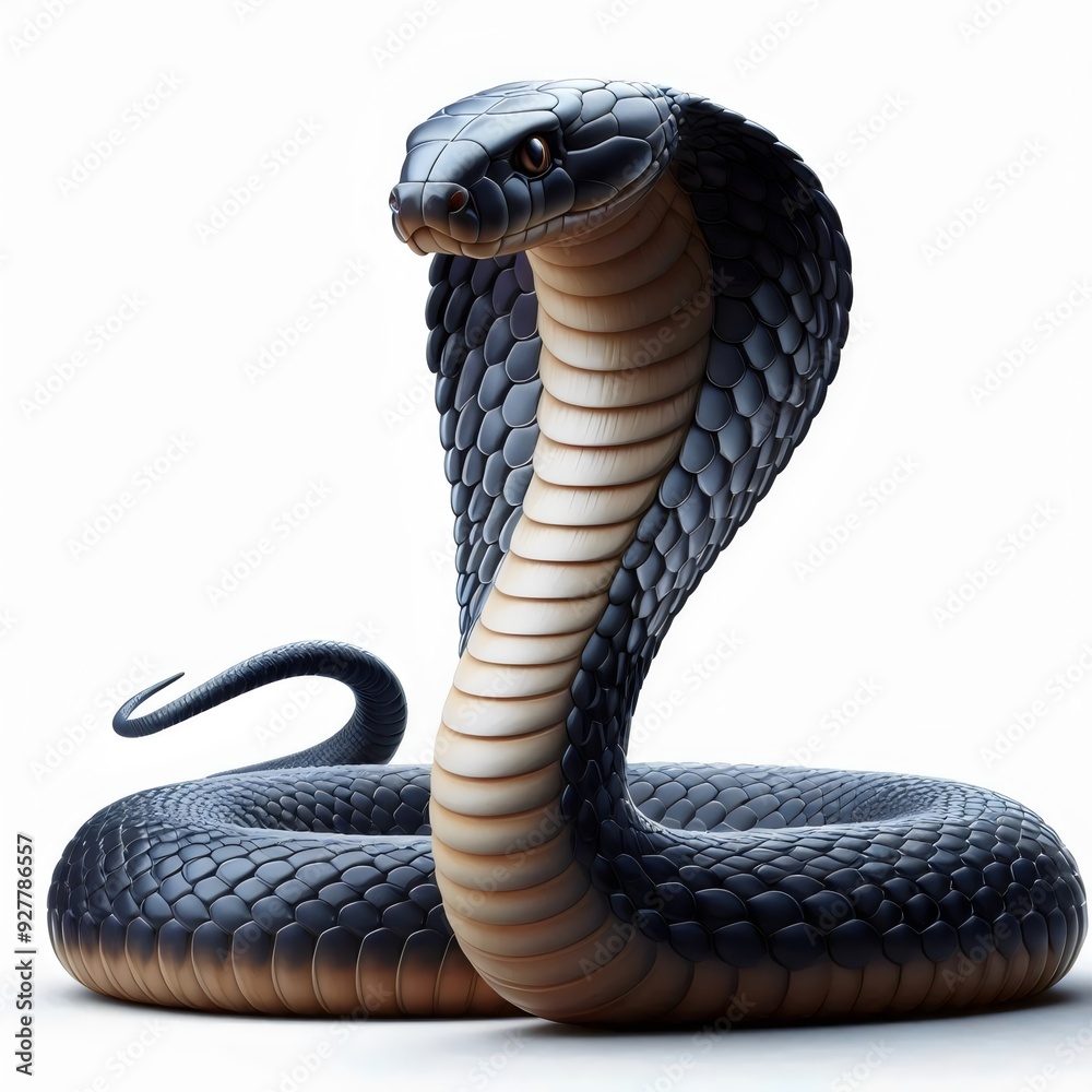 Fototapeta premium Cobra on white background, isolated snake