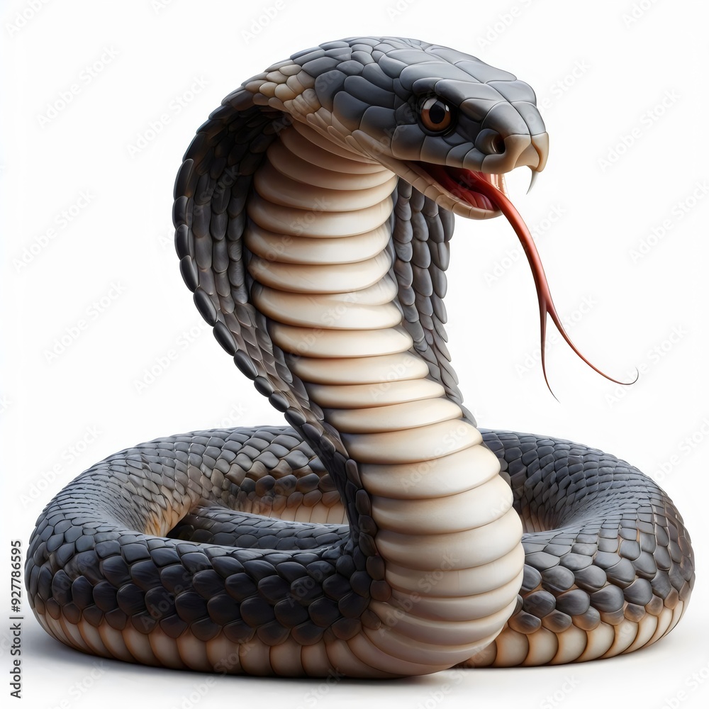 Fototapeta premium Cobra on white background, isolated snake