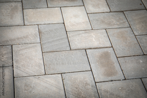 Sidewalk pavement close-up, top view. Road nfrastructure design photo