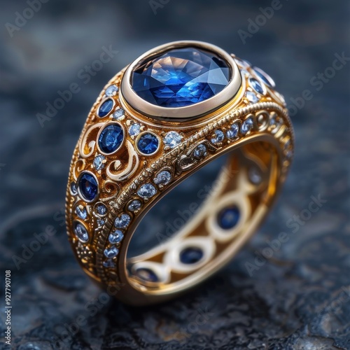 Luxury Blue Sapphire Gold Ring