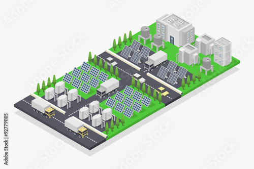 Solar cell power plant isometric