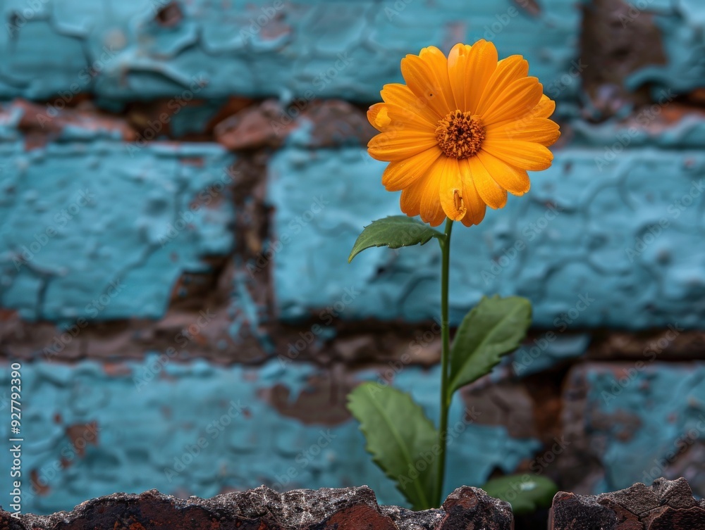 A Single Flower Growing Through a Brick Wall