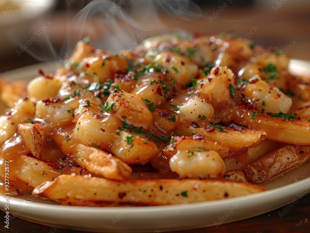 Delicious Poutine with Cheese Curds, Gravy, and Fries