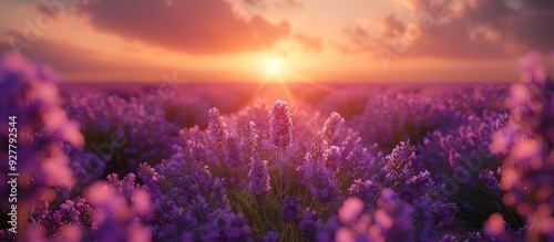 Obraz na płótnie Lavender Field Sunset w salonie