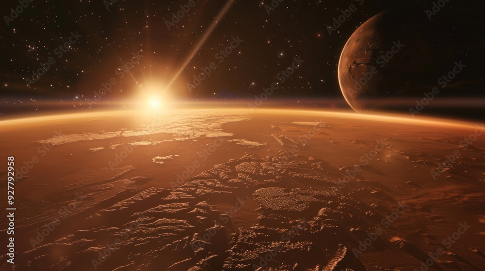 Sunrise on Mars - A Digital Rendering of the Red Planet's Beauty
