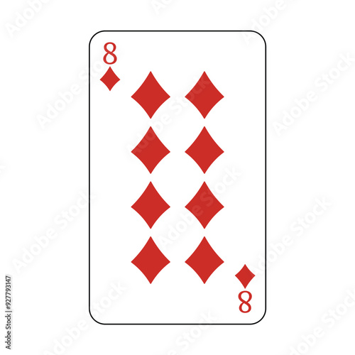 The playing card is red diamond number eight.