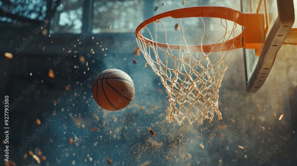 Basketball Going Through Hoop