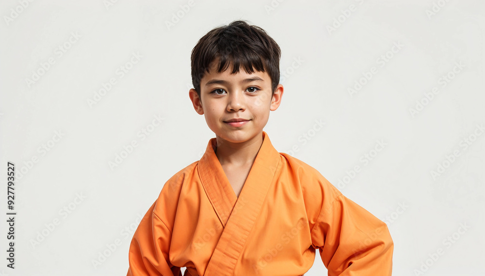 Portrait of a karate child in kimono, isolated white background
Portrait of a karate child in kimono, isolated white background