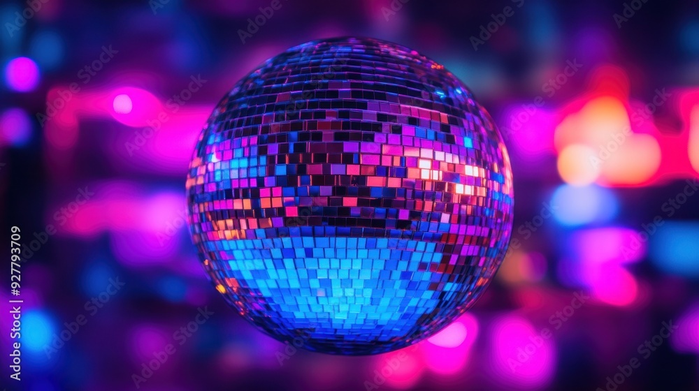 Obraz premium Disco Ball with Neon Lights