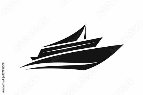  Boat logo design vector silhouette black color photo