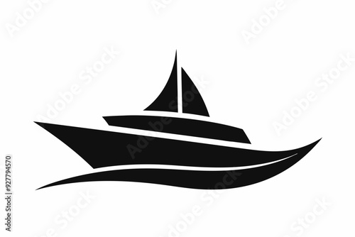  Boat logo design vector silhouette black color photo