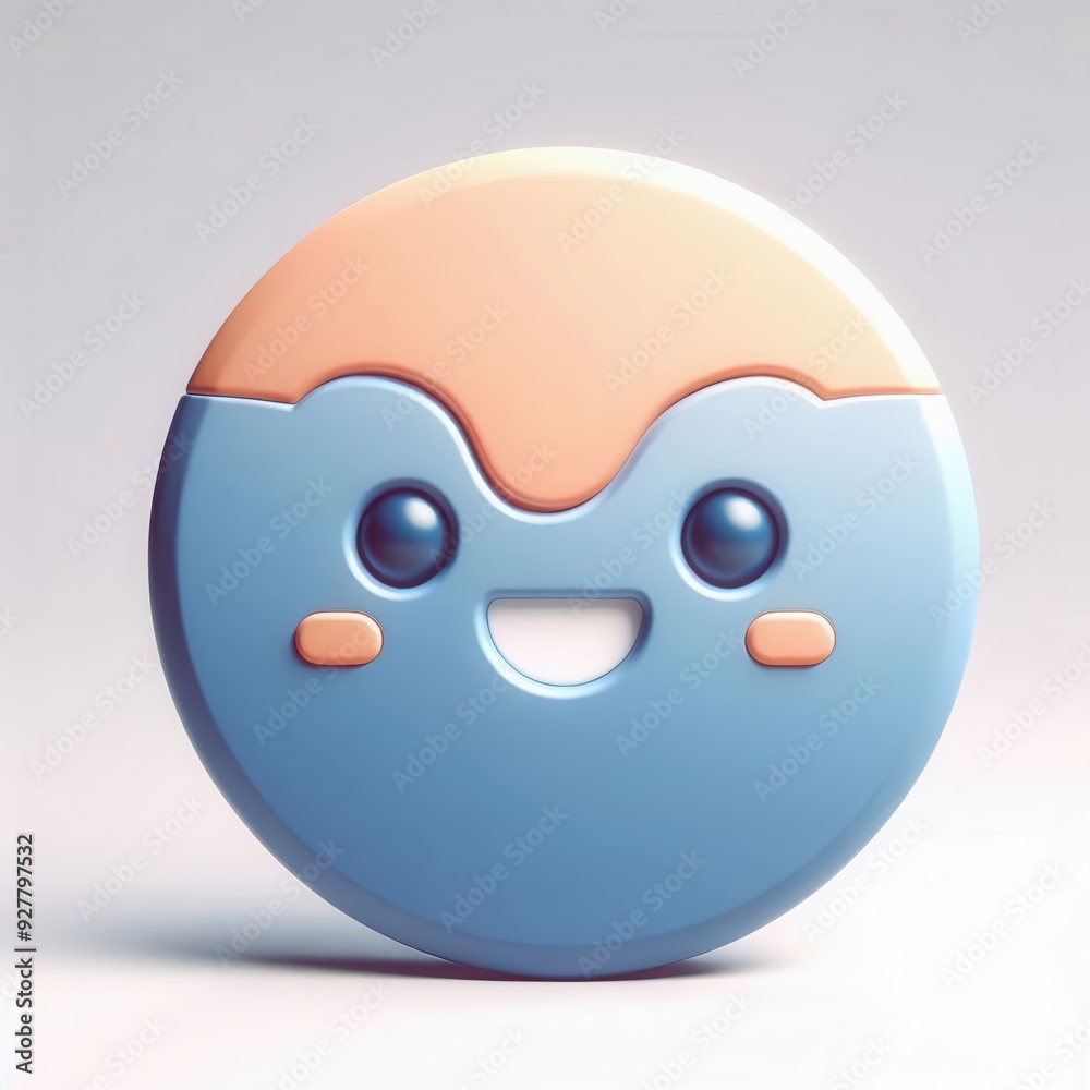 A cute, smiling character icon in pastel colors, perfect for children's products, apps, or branding that aims to convey joy and playfulness. A cute, smiling character icon in pastel colors, perfect for children's products, apps, or branding that aims to convey joy and playfulness.