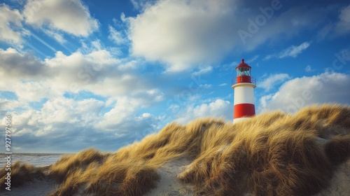 A panoramic view of a lighthouse located in the North Sea, Germany