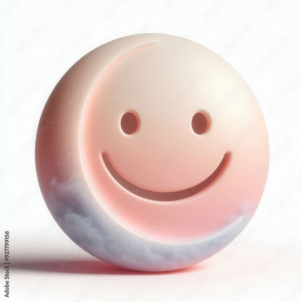 A whimsical, playful 3D smiley face blending a moon motif, perfect for design projects focused on positivity, dreams, or children's themes. A whimsical, playful 3D smiley face blending a moon motif, perfect for design projects focused on positivity, dreams, or children's themes.