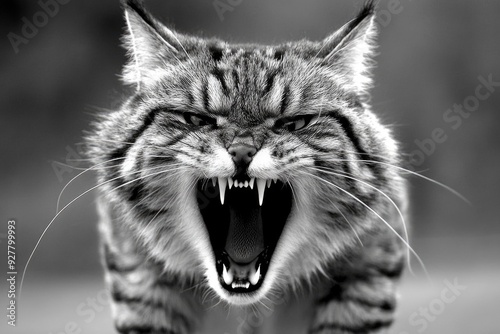 Angry Cat Close-Up: Intense Expression Capturing Animal Anger and Emotion