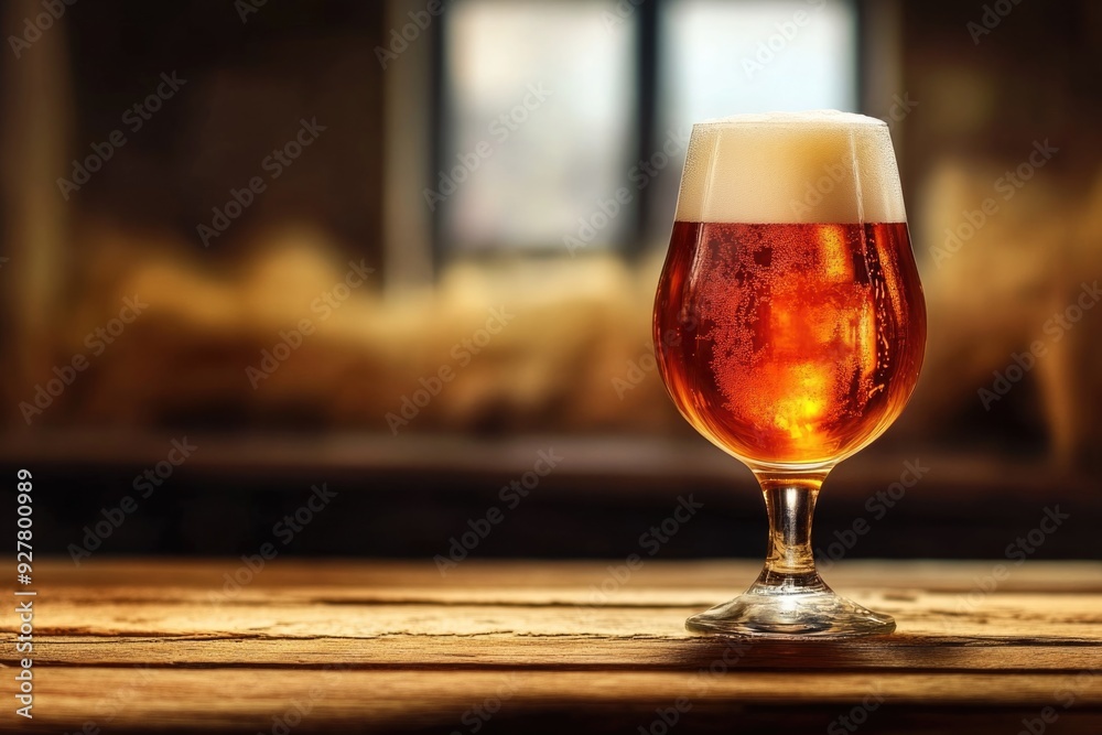 Glass of Beer on Wooden Table with Blurred Background - Capturing the Essence of Relaxation Glass of Beer on Wooden Table with Blurred Background - Capturing the Essence of Relaxation