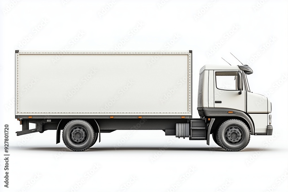 white truck with with body box container isolated on white background white truck with with body box container isolated on white background