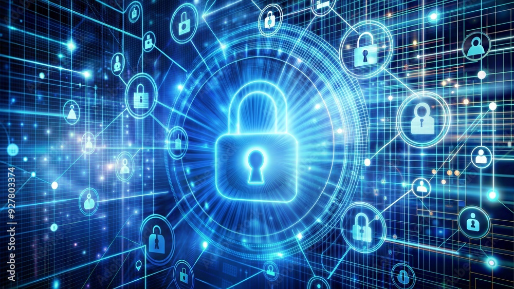 Obraz premium Background with protecting data or lock from cyber attack, safe lock, lock data for safe