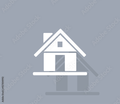 Vector icon of white color with shadow on gray background