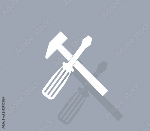 Vector icon of white color with shadow on gray background