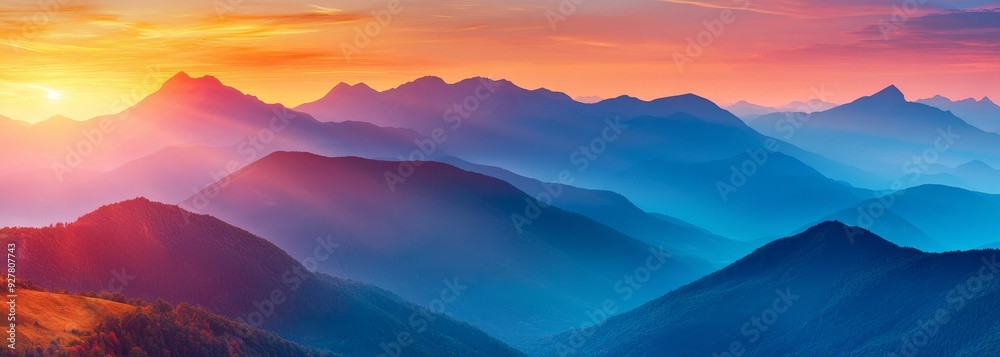 Colorful sunset over mountains composition Colorful sunset over mountains composition