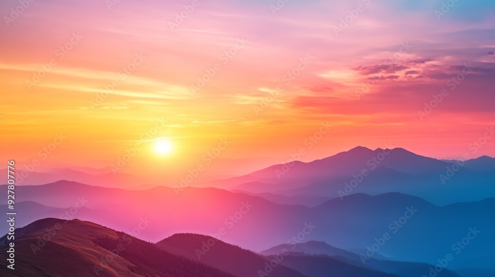 Colorful sunset over mountains composition Colorful sunset over mountains composition