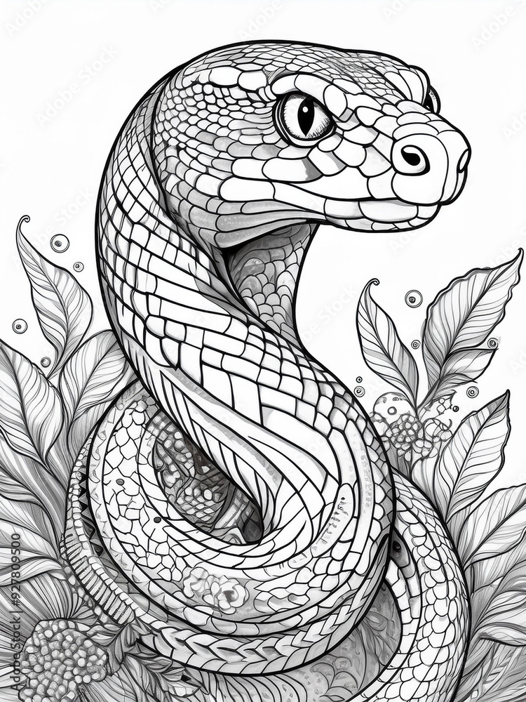 snake, coloring book, white background, black and white snake, coloring book, white background, black and white