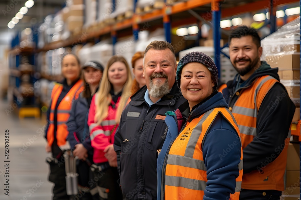 group of workers in warehouse group of workers in warehouse