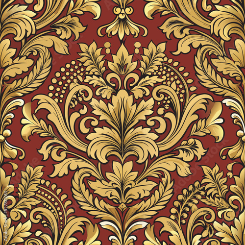 Vector Seamless Damask Pattern Perfect for Fabric, Packaging And Background