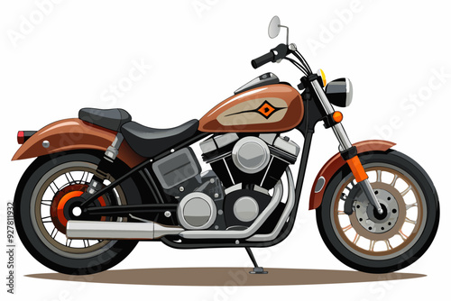 vintage harley davidson motorcycle vector illustration