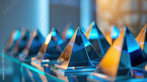 A Row of Crystal Pyramids