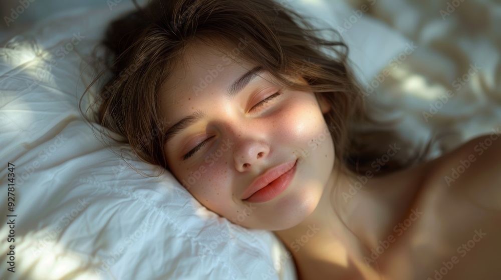 Woman sleeping in bed. Young woman sleeping peacefully in bed Woman sleeping in bed. Young woman sleeping peacefully in bed