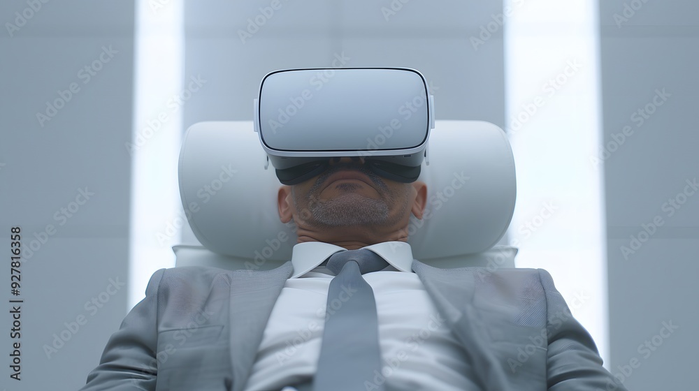 Mature businessman wearing VR glasses in office
Mature businessman wearing VR glasses in office