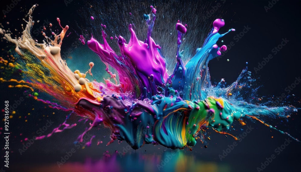 Colorful Paint Splashes in Motion Art Colorful Paint Splashes in Motion Art
