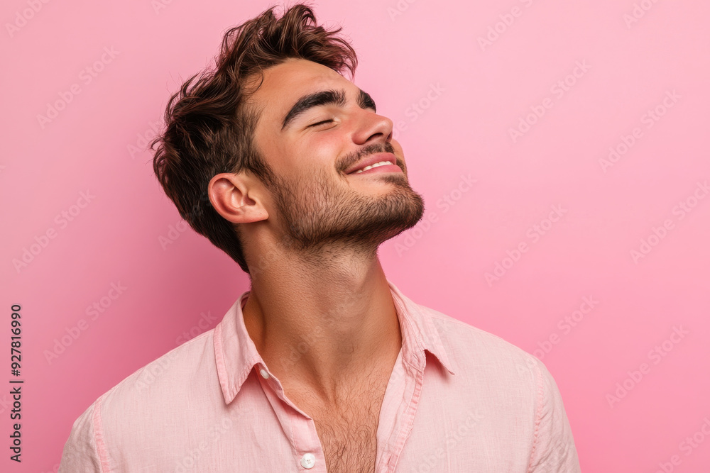 Fototapeta premium A close up of a man's face with his eyes closed